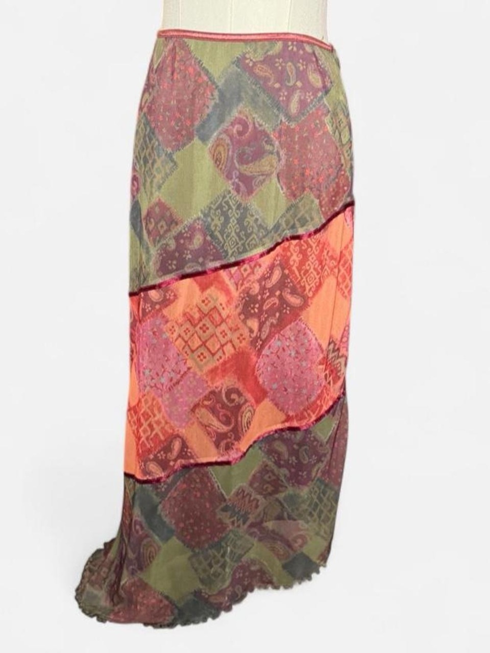 Vintage Lunachix Patchwork Mesh Maxi Skirt | Y2K Boho Fairy Grunge | Small